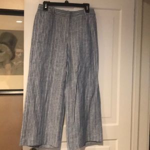 Striped jcrew wide leg cropped pants